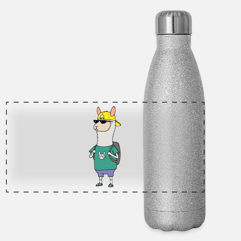 Alpaca Travel Cool Backpack Alpaca My Bags Gift Panoramic Glitter Thermal Bottle 500 ml