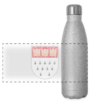 Cologne coat of arms with neighborhoods and districts - Panoramic Glitter Thermal Bottle 500 ml - silver glitter - Front