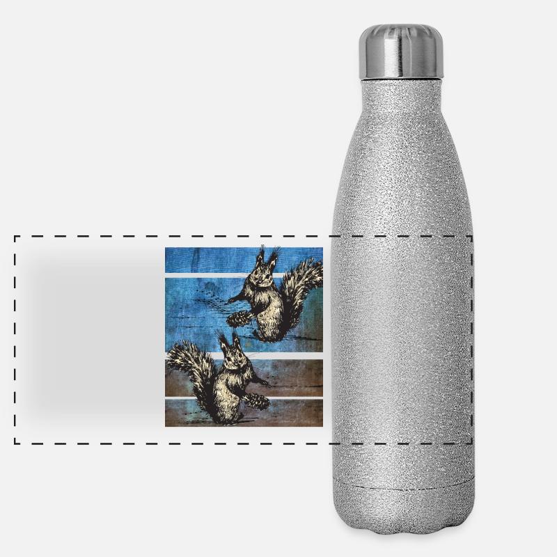 Écureuil rétro Gourde isotherme panoramique pailletée 500 ml