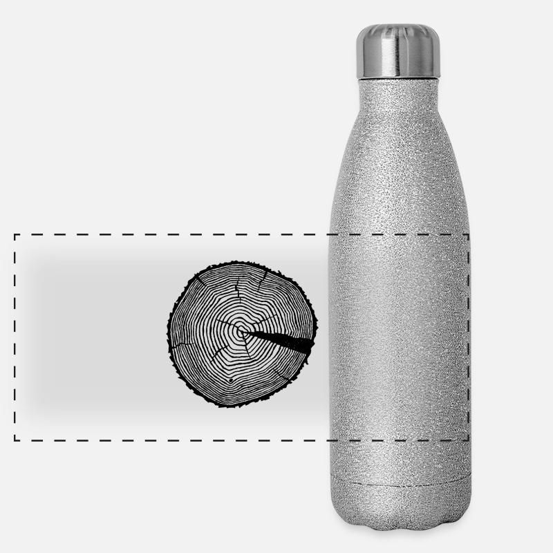 Jahresringe Baumstamm Panorama Glitzer Isolierflasche 500 ml