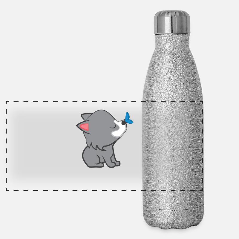 Wolf - Wölfe - Wolffan - Wolfmotiv Panorama Glitzer Isolierflasche 500 ml