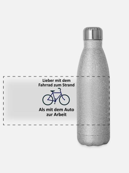 Fahrrad - Panorama Glitzer Isolierflasche 500 ml - Silber Glitzer