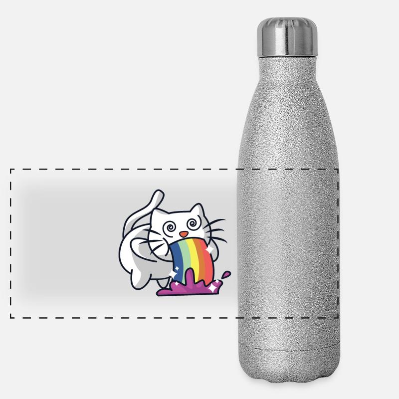 Regenbogen Katze Panorama Glitzer Isolierflasche 500 ml