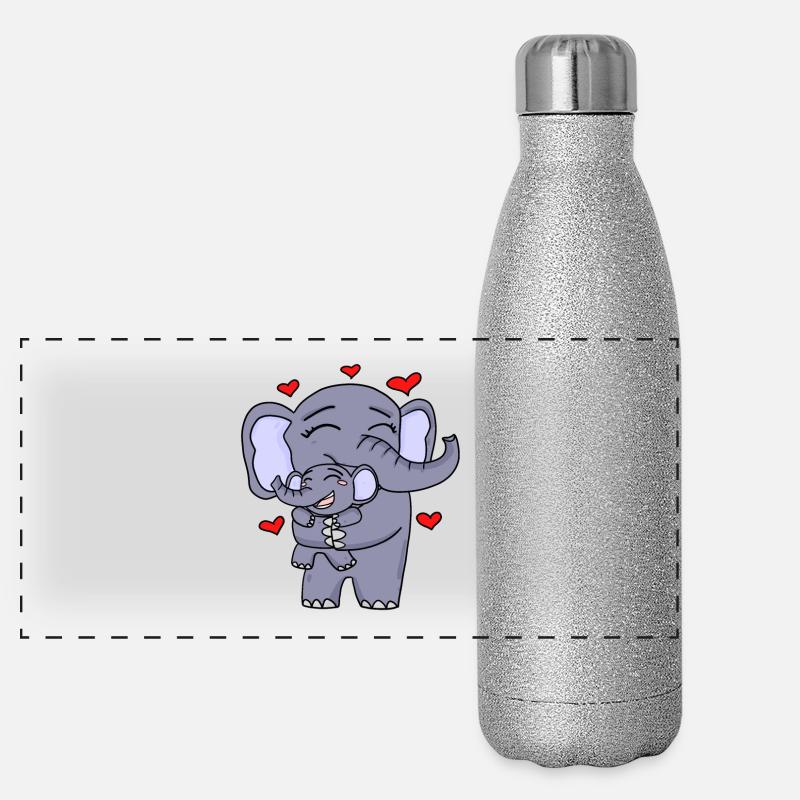 Éléphant mignon Gourde isotherme panoramique pailletée 500 ml