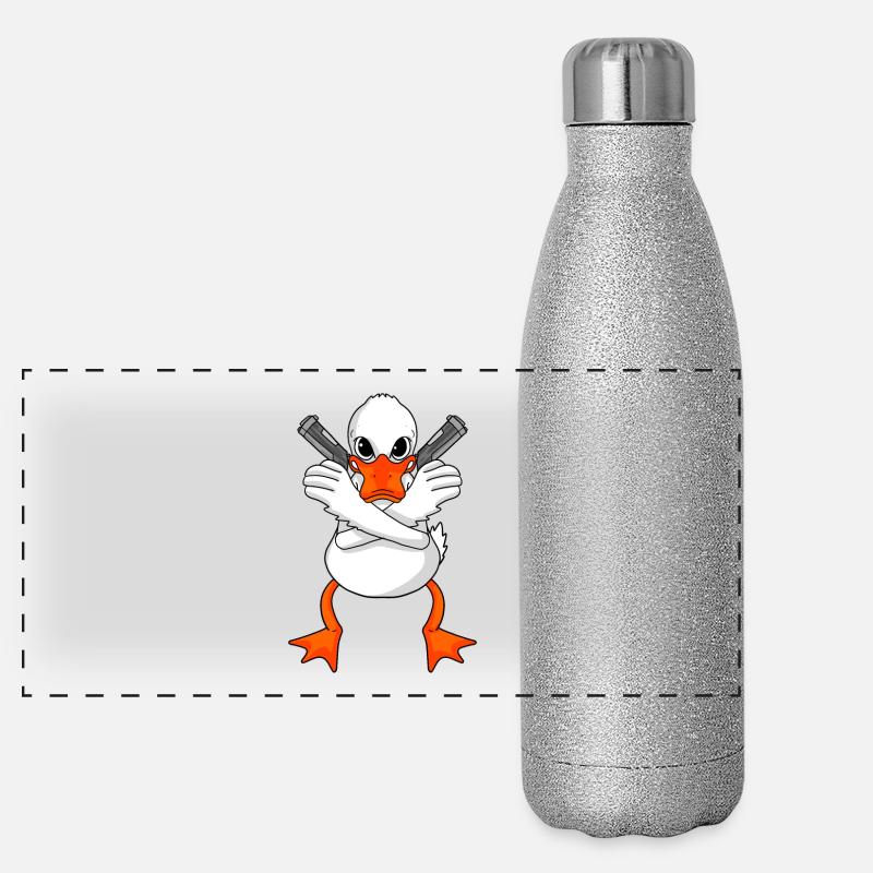 Ente mit Pistole Panorama Glitzer Isolierflasche 500 ml