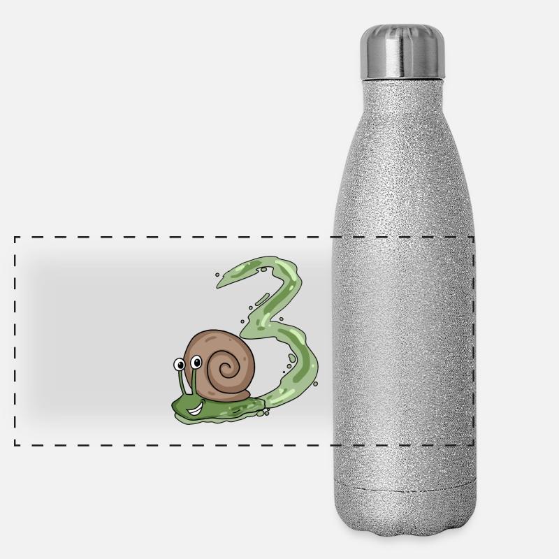 3.Geburtstag Schnecke - 3 Jahre alt Geschenk Panorama Glitzer Isolierflasche 500 ml