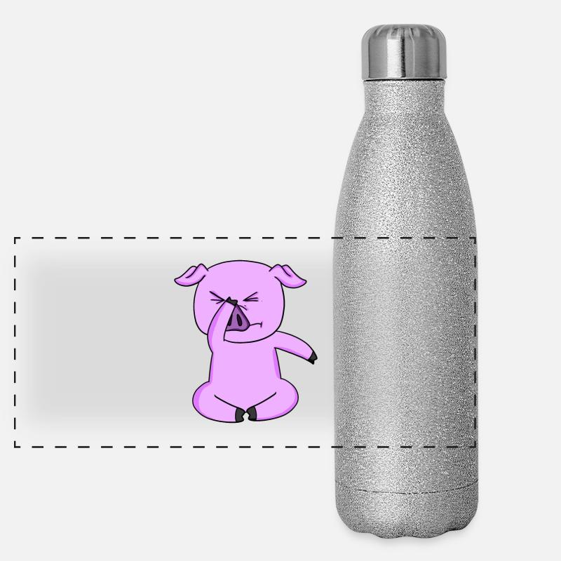 Cochon drôle Gourde isotherme panoramique pailletée 500 ml