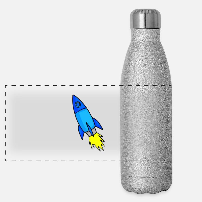 Rocket in space Panoramic Glitter Thermal Bottle 500 ml