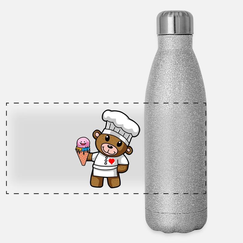 Teddy Eiscreme Konditor Süßigkeiten Eisdiele Kind Panorama Glitzer Isolierflasche 500 ml