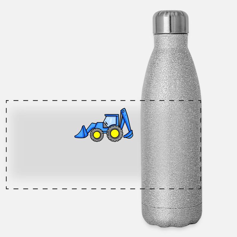 Bagger Fahrzeug Baustelle Panorama Glitzer Isolierflasche 500 ml