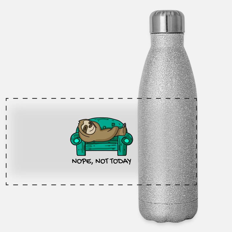 Faultier lustig auf Sofa Geschenk Panorama Glitzer Isolierflasche 500 ml