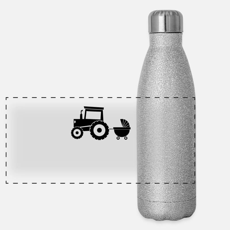Traktor mit Babywagen Panorama Glitzer Isolierflasche 500 ml