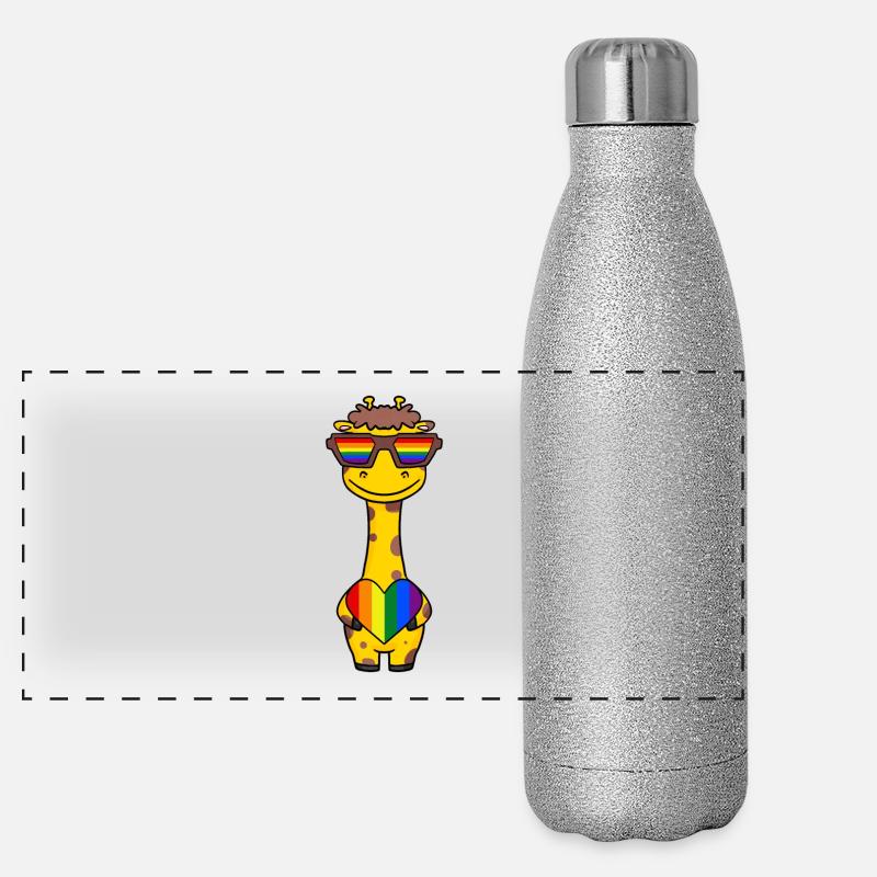 Giraffe Rainbow Colors Panoramic Glitter Thermal Bottle 500 ml