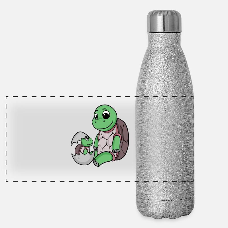 Turtle with Baby Turtle Panoramic Glitter Thermal Bottle 500 ml