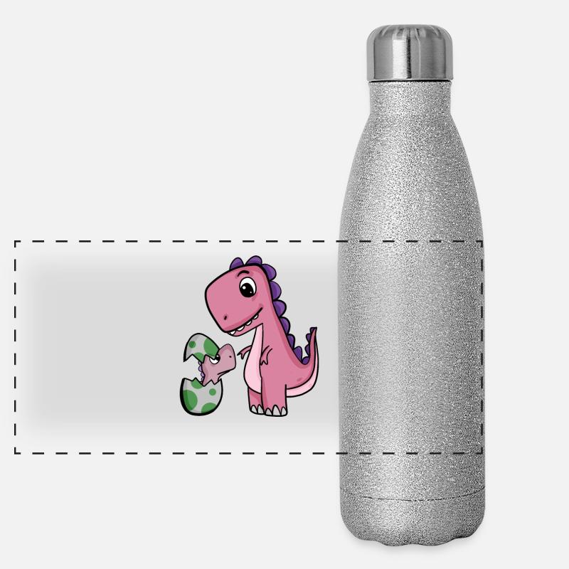Dinosaurs with Baby Dinosaurs Panoramic Glitter Thermal Bottle 500 ml