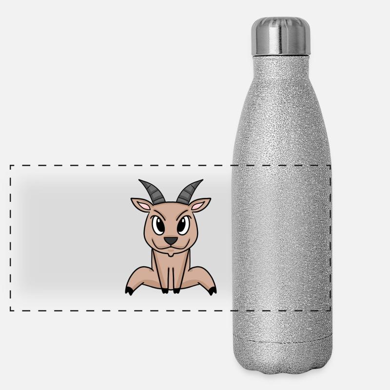 Ziegenbock Bock Panorama Glitzer Isolierflasche 500 ml