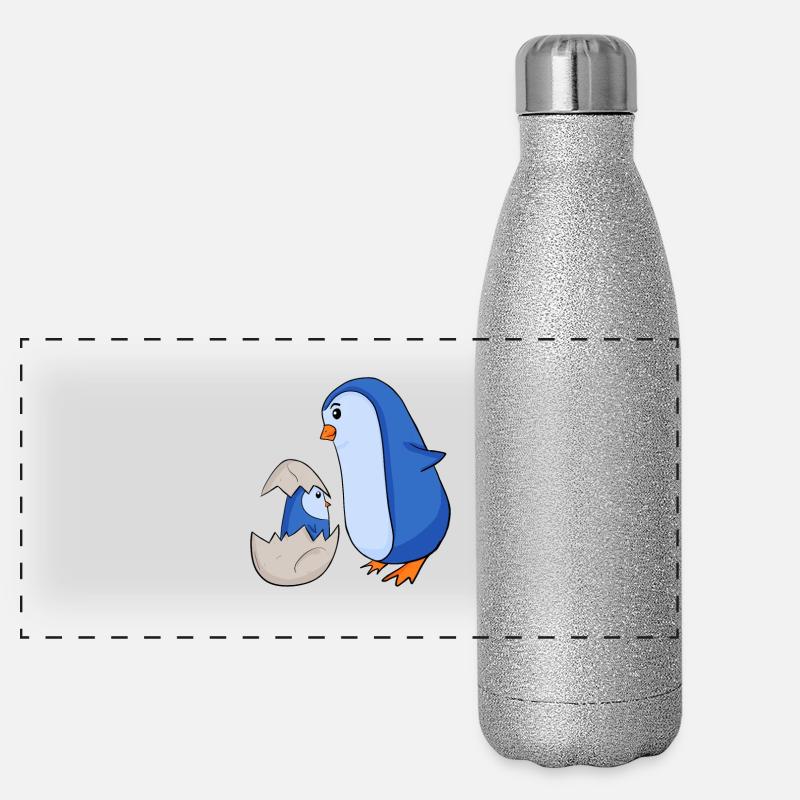 Penguin with Baby Penguin Panoramic Glitter Thermal Bottle 500 ml