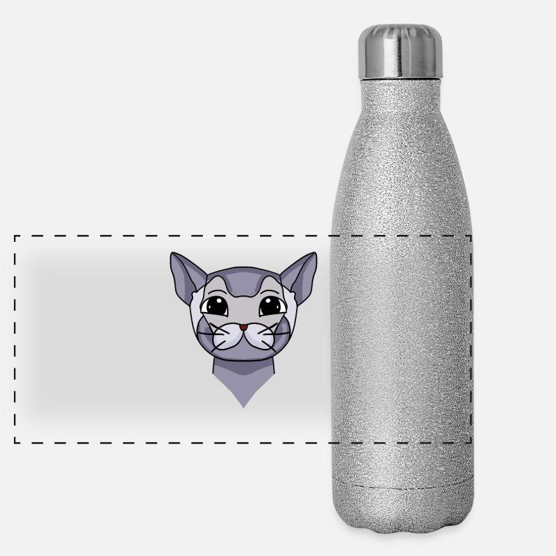 British Shorthair Head Cat Propriétaire de chat Gourde isotherme panoramique pailletée 500 ml