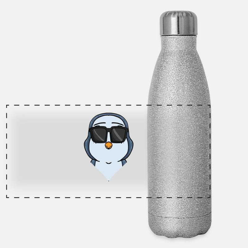 Cooler Pinguin mit Sonnenbrille Cool Panorama Glitzer Isolierflasche 500 ml