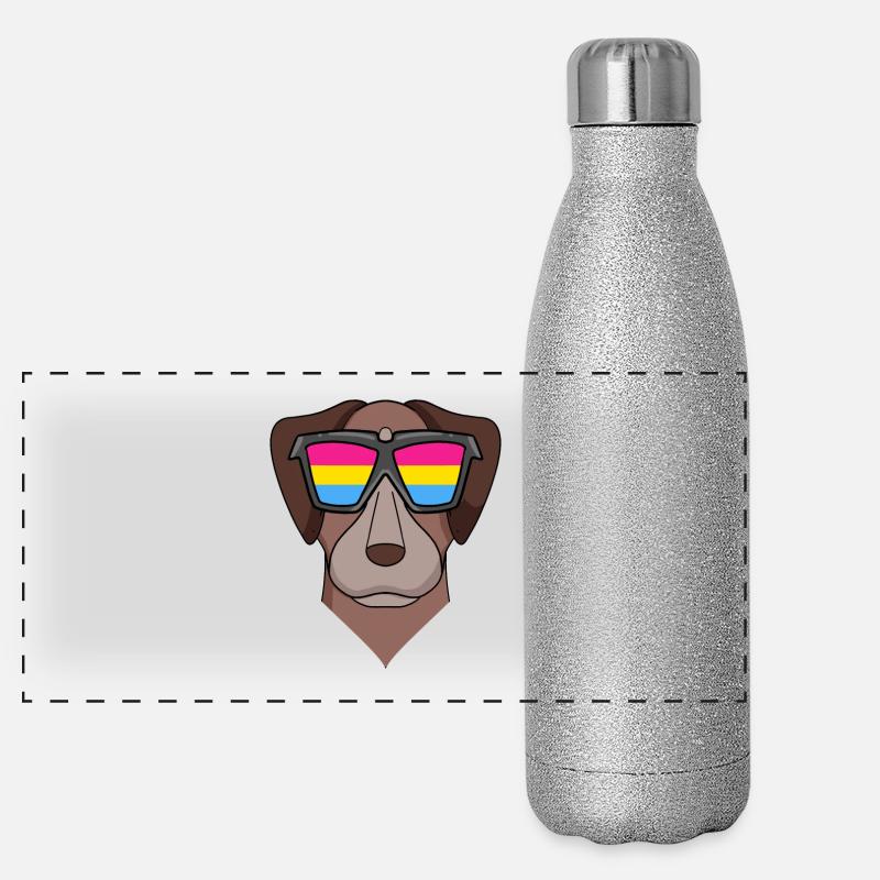 Pansexual Pointer Dog - Chien avec lunettes Gourde isotherme panoramique pailletée 500 ml