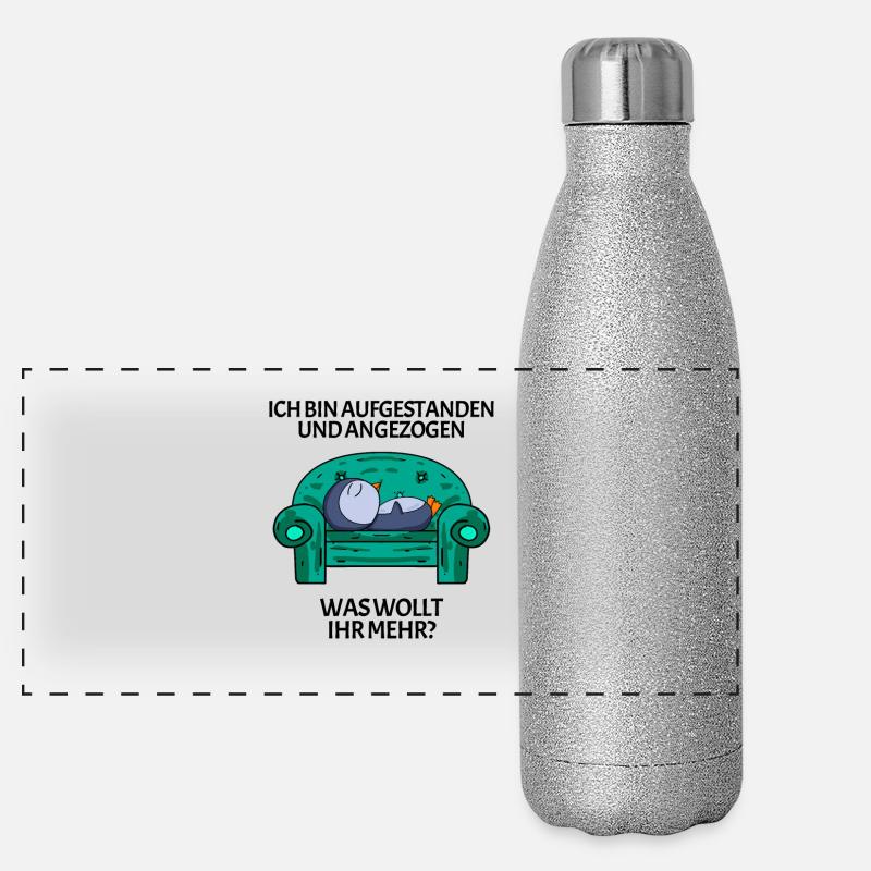 Faule Menschen Spruch lustig Panorama Glitzer Isolierflasche 500 ml