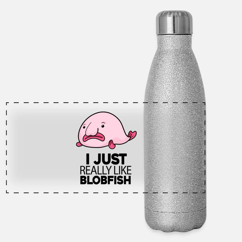 Poisson Blobfish Gourde isotherme panoramique pailletée 500 ml