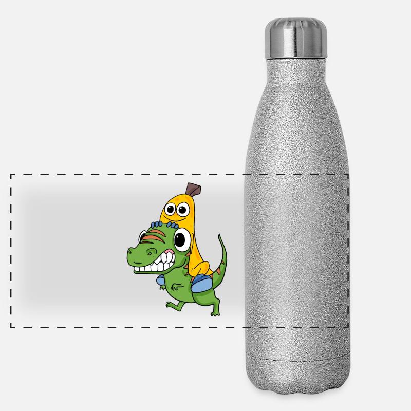Dinosaures et bananes Gourde isotherme panoramique pailletée 500 ml