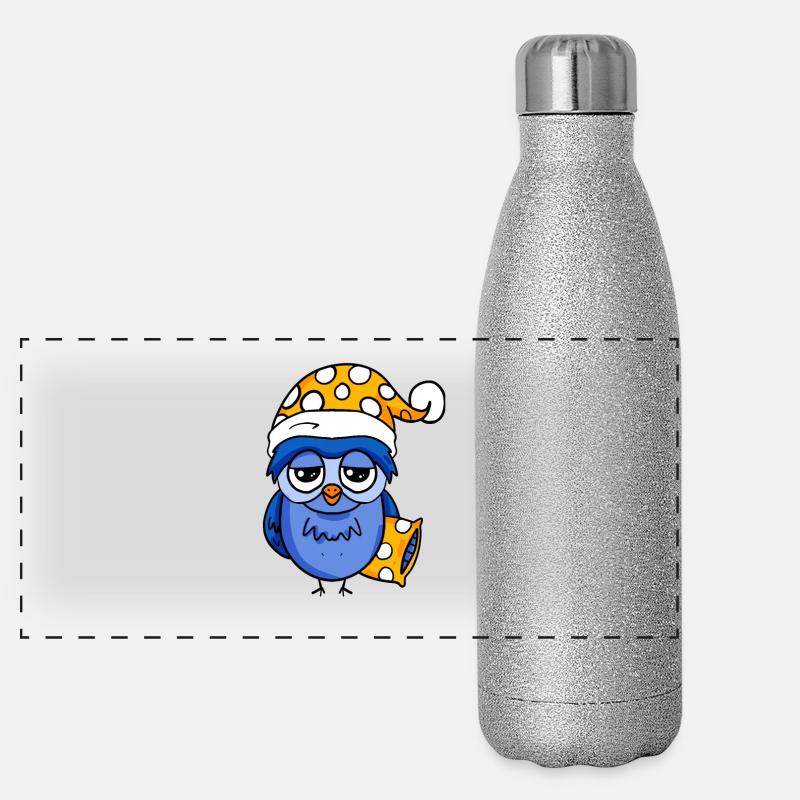 Schläfrige Eule Panorama Glitzer Isolierflasche 500 ml