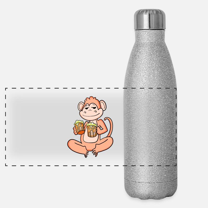 Affe mit Biergläser Bier Saufen Alkohol Panorama Glitzer Isolierflasche 500 ml