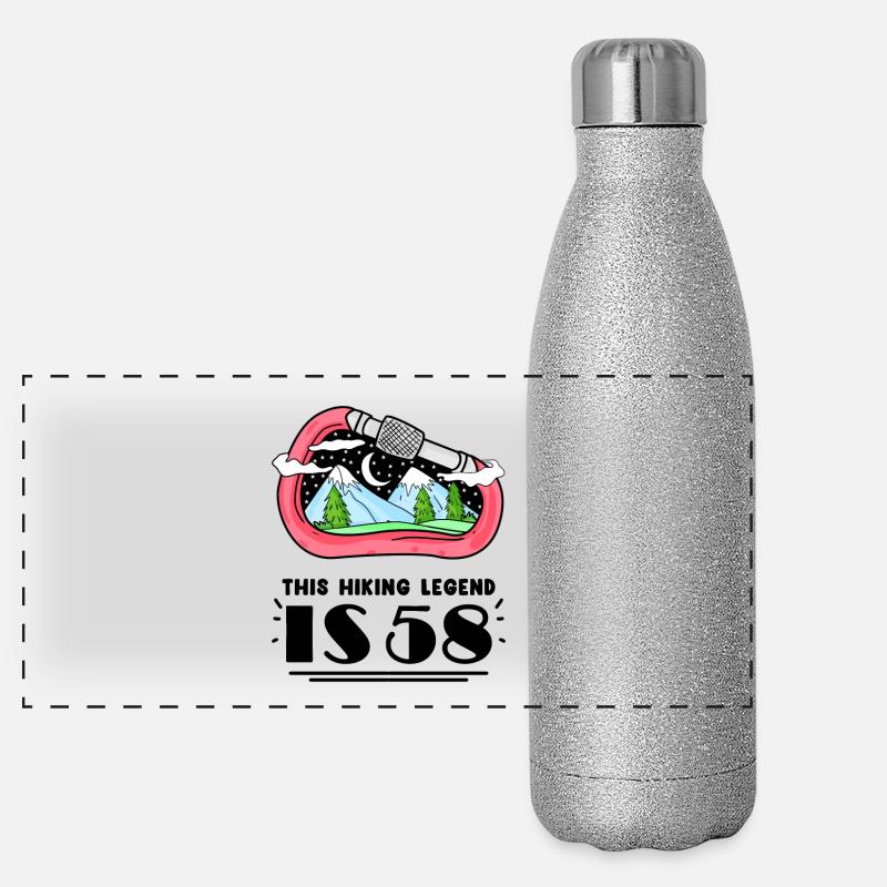 58th birthday hiker 58 years old mountain hiking Panoramic Glitter Thermal Bottle 500 ml