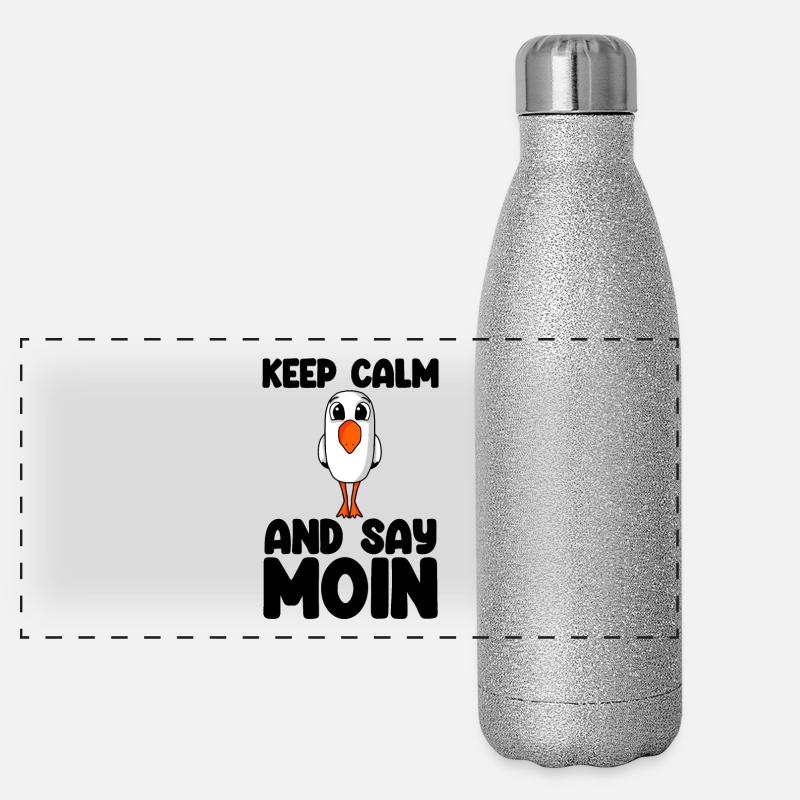 Nordsee Plattdeutsch Spruch Moin Möwe Panorama Glitzer Isolierflasche 500 ml