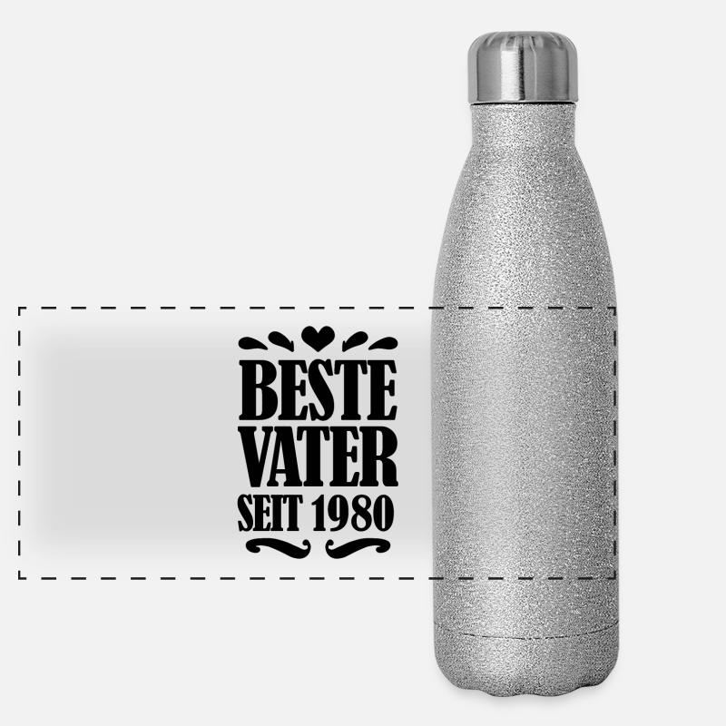 Bester Vater seit 1980 Panorama Glitzer Isolierflasche 500 ml