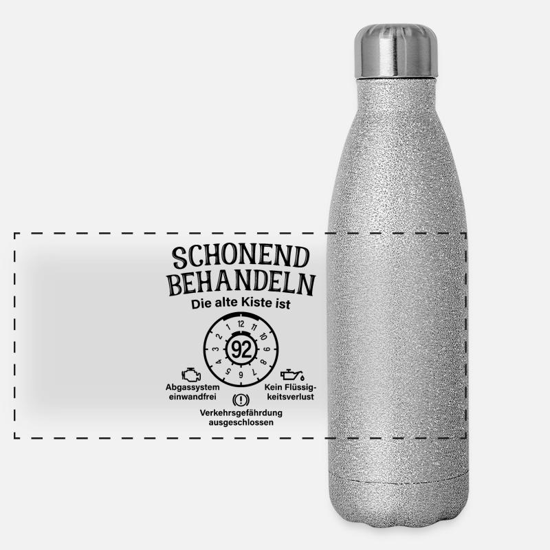 92. Geburtstag Schonend Behandeln Alte Kiste 92 Panorama Glitzer Isolierflasche 500 ml
