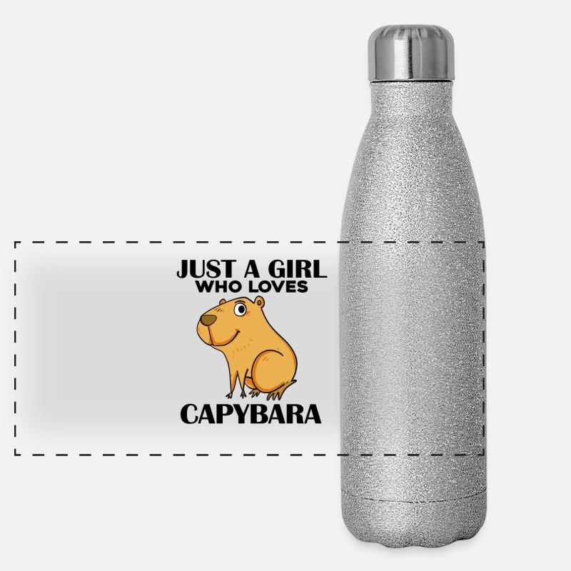 Capybara Mädchen Spruch Panorama Glitzer Isolierflasche 500 ml
