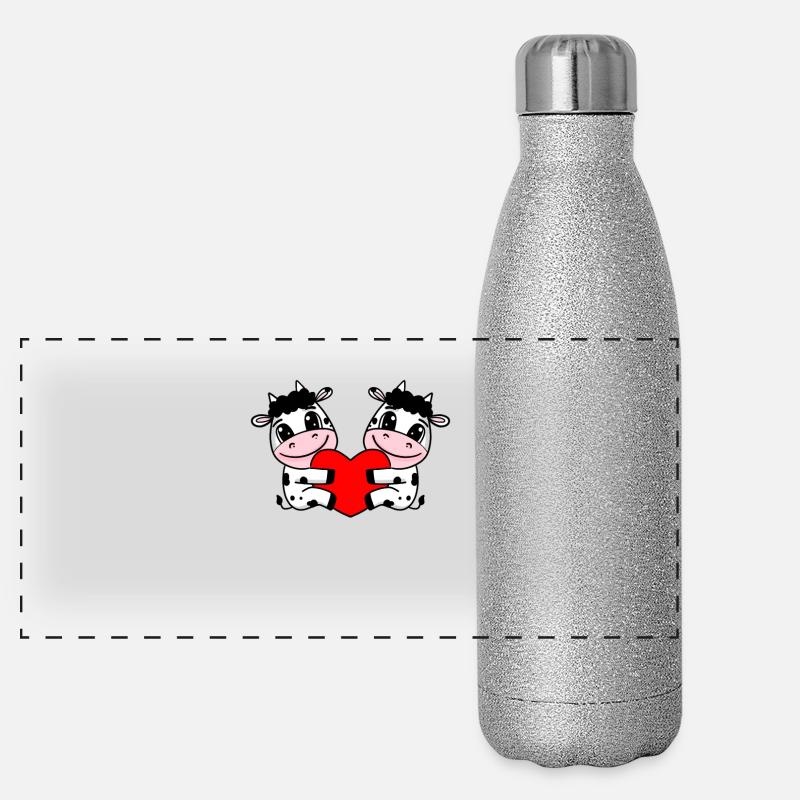 Cœur de vache aime les vaches Gourde isotherme panoramique pailletée 500 ml
