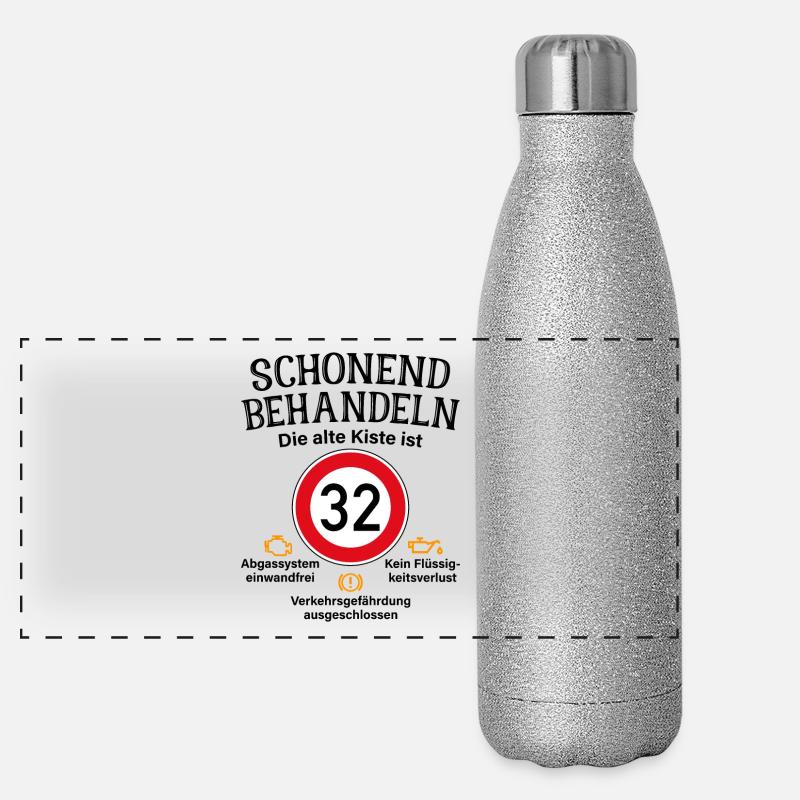 32. Geburtstag Schonend Behandeln 32 Alte Kiste 32 Panorama Glitzer Isolierflasche 500 ml
