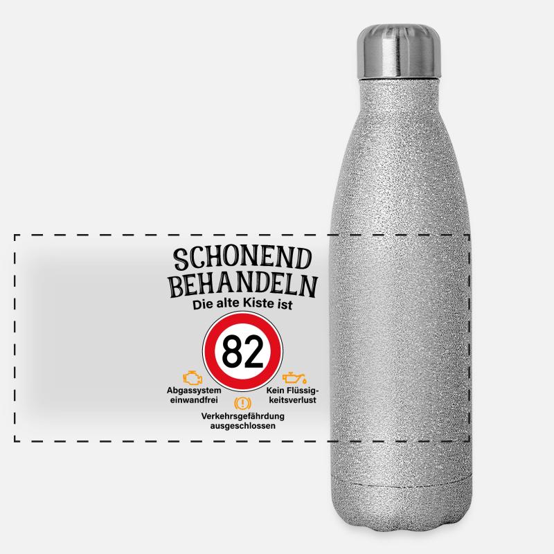 82. Geburtstag Schonend Behandeln 82 Alte Kiste 82 Panorama Glitzer Isolierflasche 500 ml