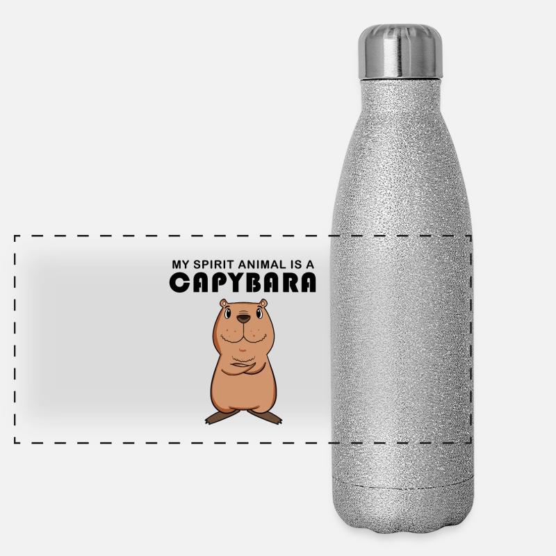 Capybara Wasserschwein Geschenk Panorama Glitzer Isolierflasche 500 ml