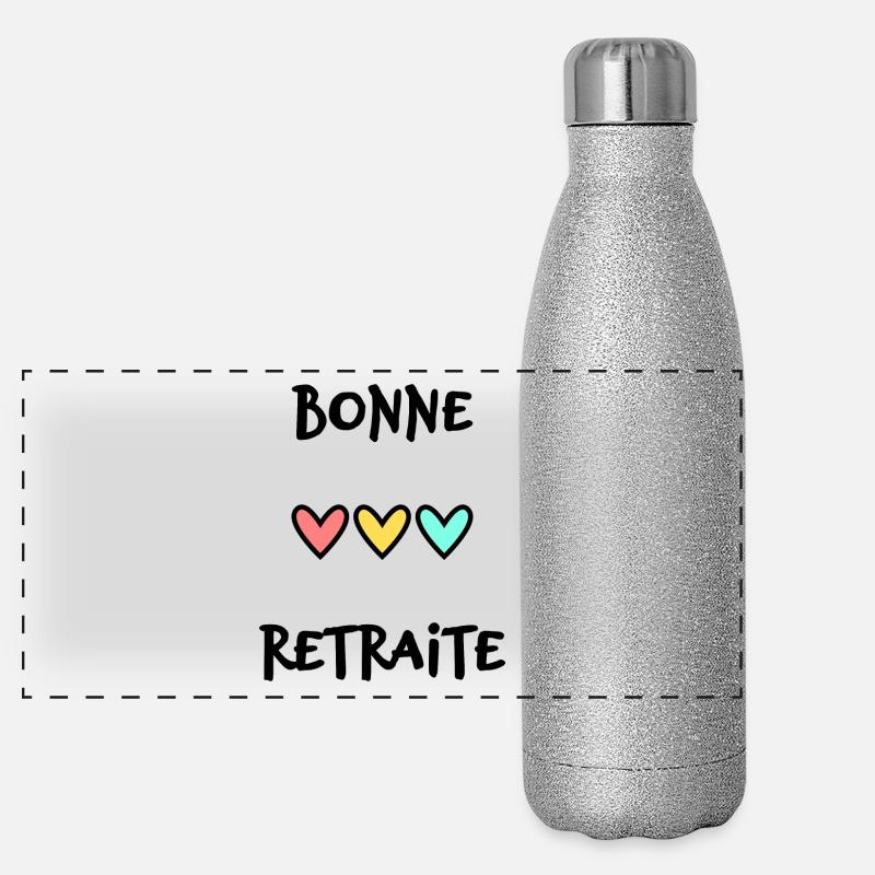 RETRAITE. RETRAITE. RETRAITEE. SENIOR. MAMIE. PAPY Gourde isotherme panoramique pailletée 500 ml