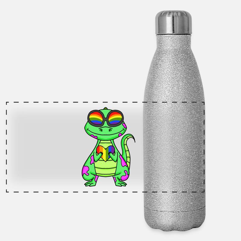 Dino Motiv Dinosaurier Regenbogen Panorama Glitzer Isolierflasche 500 ml
