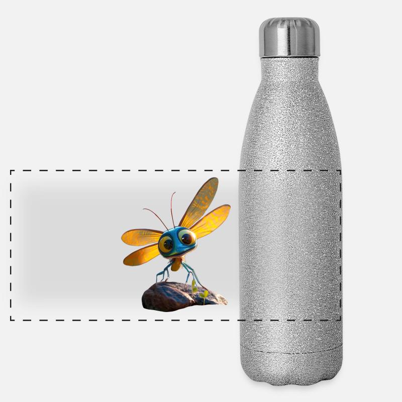 Dragonfly Dragonfly Colorful Wings Cute Dragonflies Panoramic Glitter Thermal Bottle 500 ml