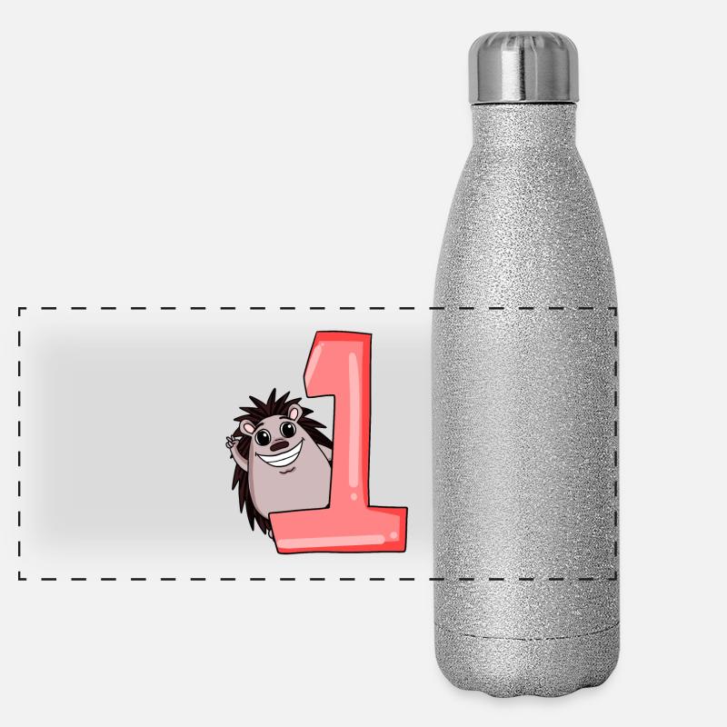 1 an - inscription à l’école - motif hérisson - numéro 1 Gourde isotherme panoramique pailletée 500 ml