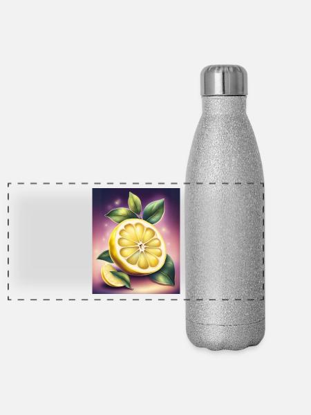 Süß-saure Zitrone - Panorama Glitzer Isolierflasche 500 ml - Silber Glitzer