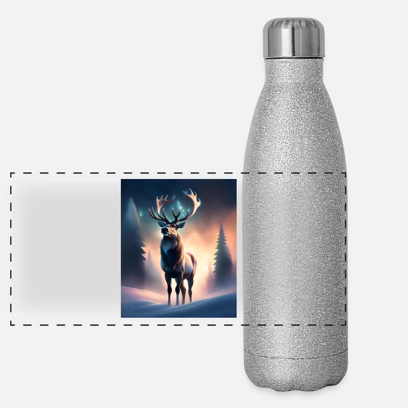Renne majestueux Gourde isotherme panoramique pailletée 500 ml