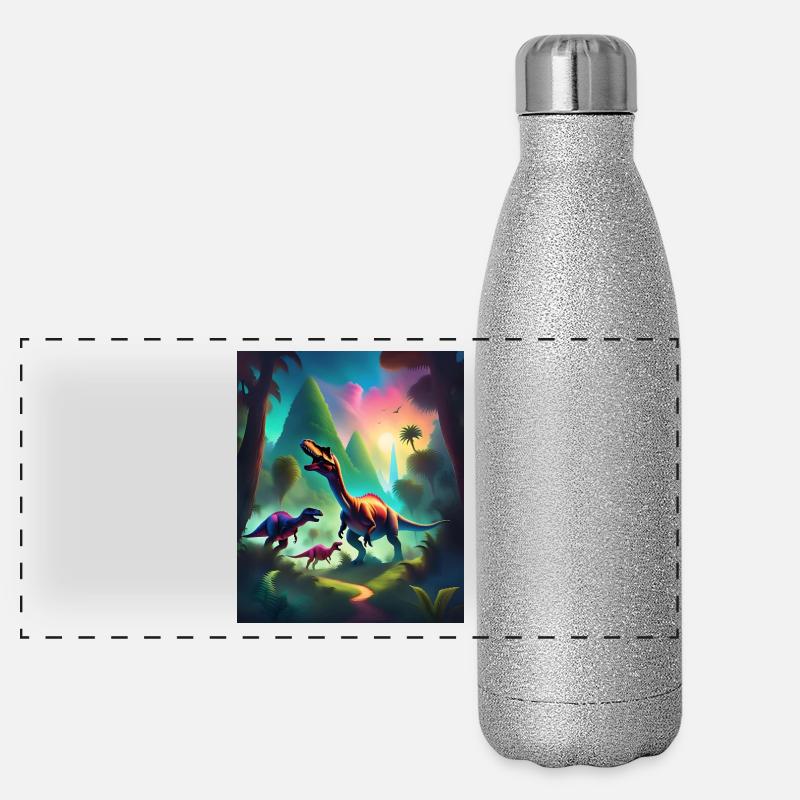 Conception de t-shirt dinosaures graphiques colorés Gourde isotherme panoramique pailletée 500 ml