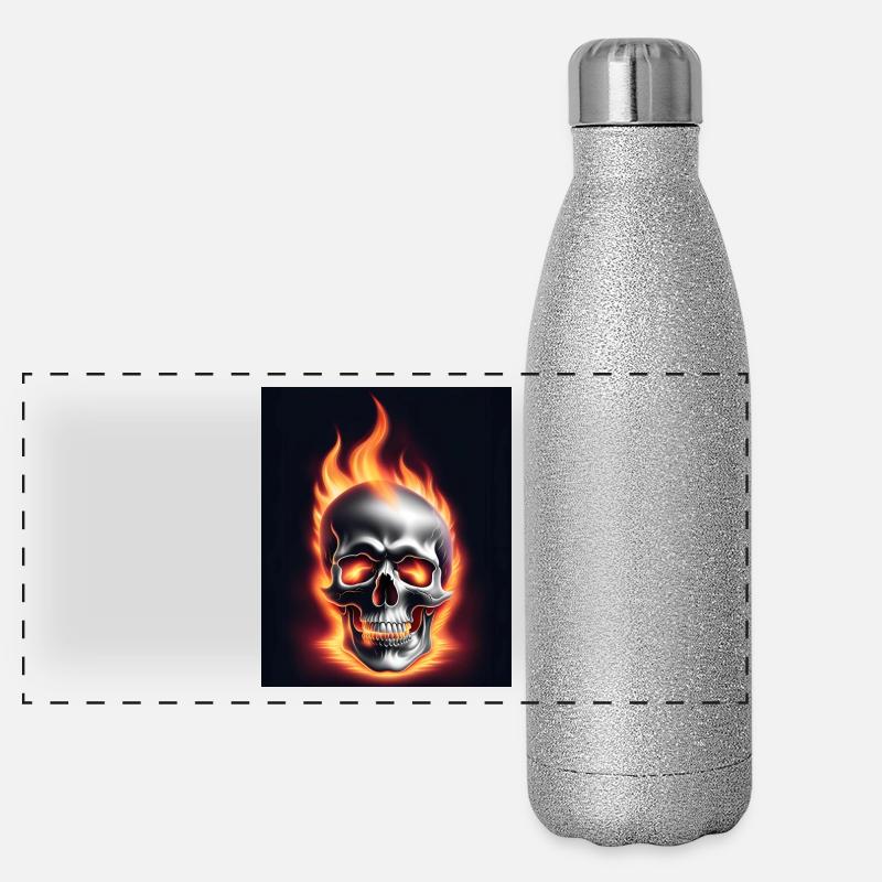 Un crâne en feu Gourde isotherme panoramique pailletée 500 ml