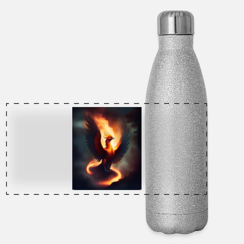 Phénix de feu épique Gourde isotherme panoramique pailletée 500 ml