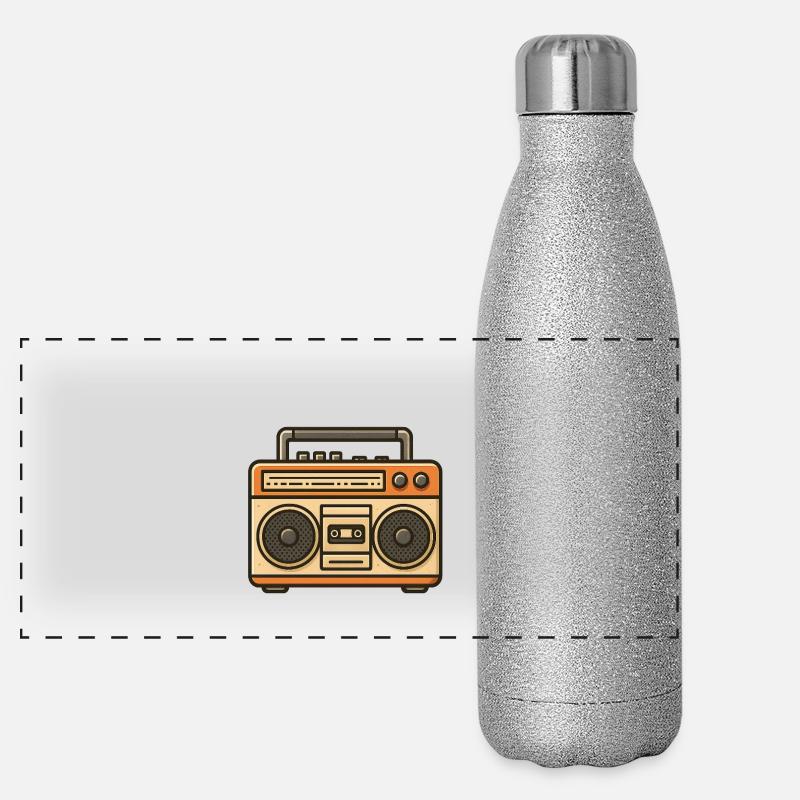 Vintage Boombox  Panorama Glitzer Isolierflasche 500 ml