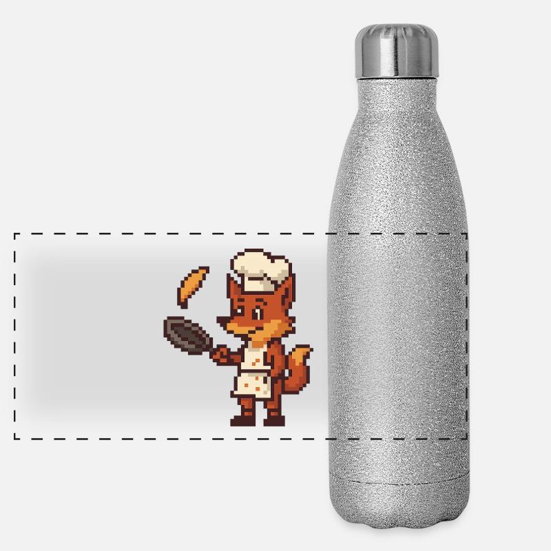 Chef de cuisine pixelisé Fox Gourde isotherme panoramique pailletée 500 ml