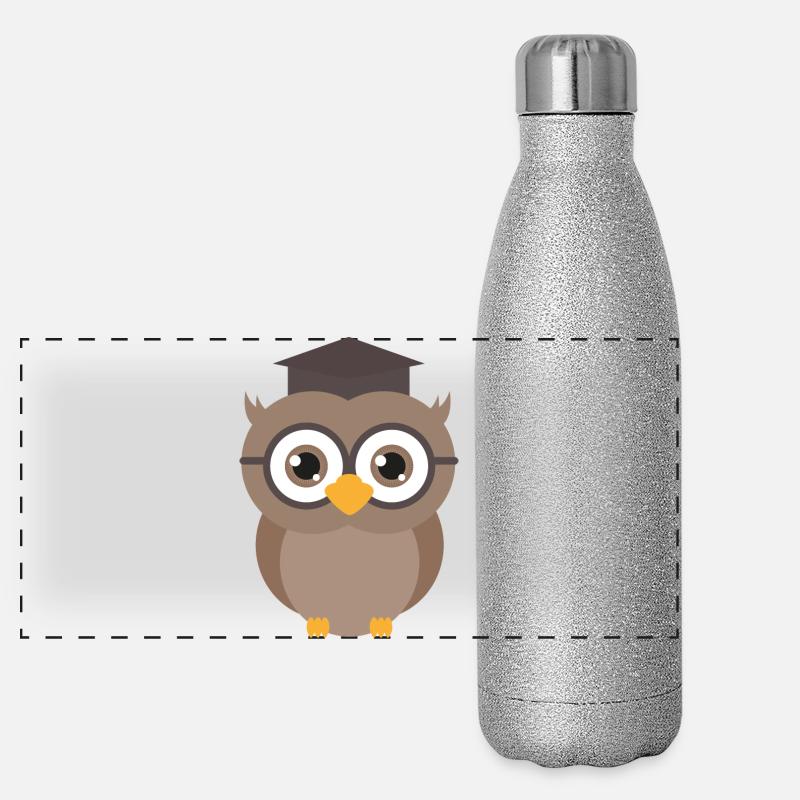 Chouette de la remise des diplômes Gourde isotherme panoramique pailletée 500 ml